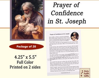 Prayer of Confidence to St. Joseph, Prayer Cards, (20 pack), 2-sided, full color prayer cards, Pray to St. Joseph for his intercession