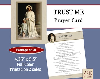 TRUST ME Prayer Card, (20 pack), Style: Pale Oak, 2-sided, full color, Catholic