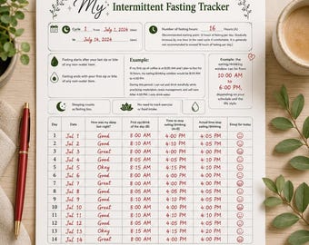 Intermittent Fasting 14-Day Fasting Journal PDF | Weight Loss Planner | Wellness Habit Tracker | Instant Download | A4 & Letter
