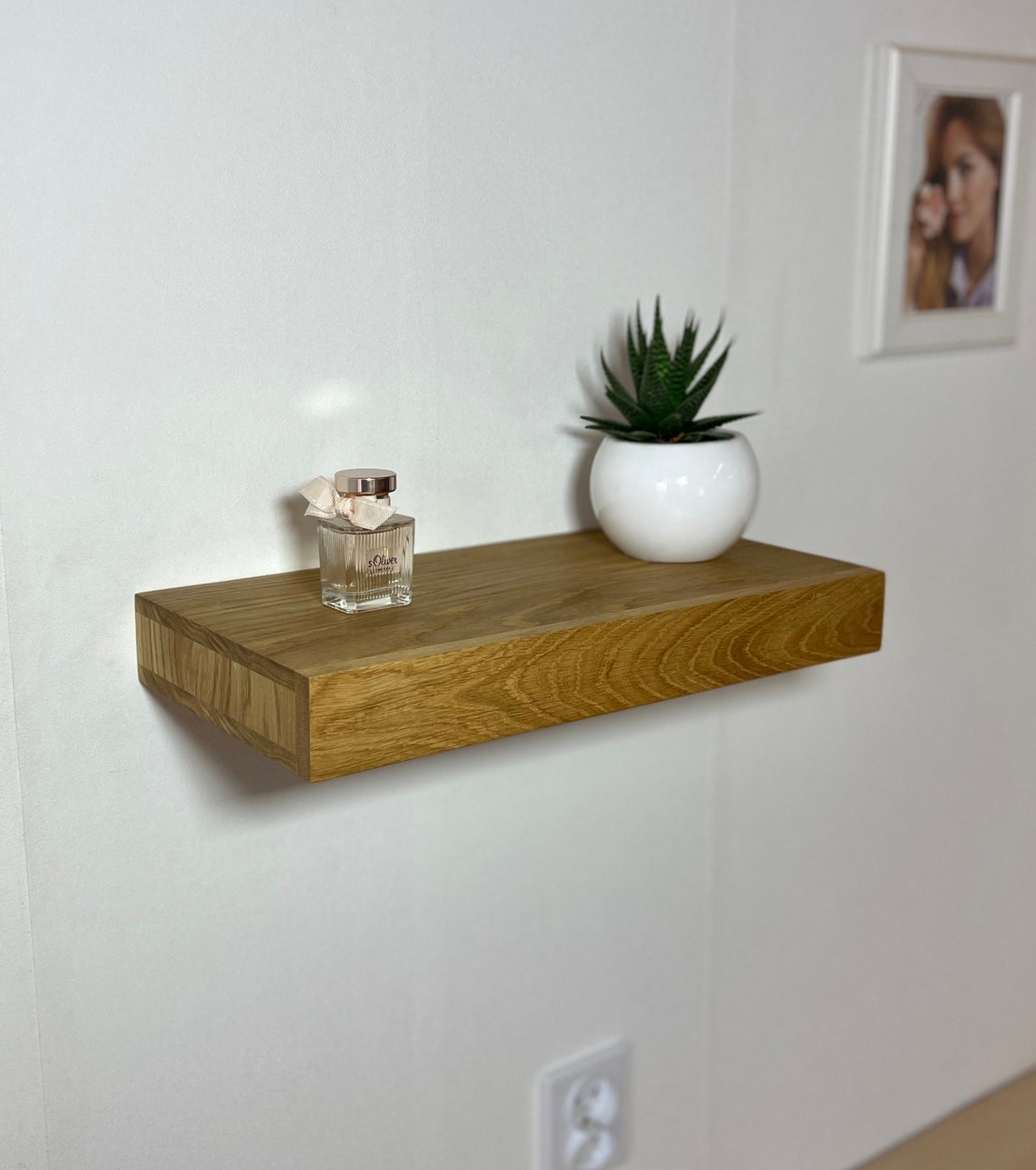 Rustic Oak Floating Shelf With Secret Storage, Compact Wall Organizer ...