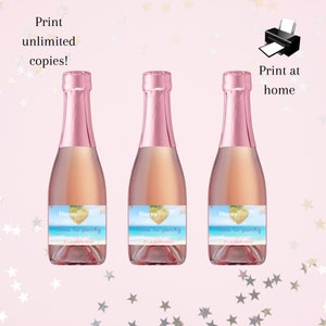 Tropical Island Happy Birthday Mini Champagne Label