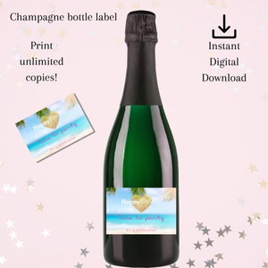 Tropical Island Happy Birthday 750ml Champagne Label