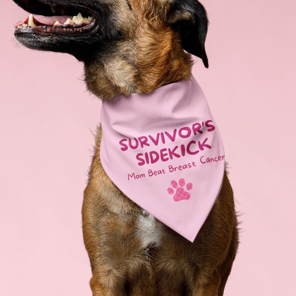 Breast Cancer Dog Bandana, Dog Collar Bandana for Cancer Support Dog, Cancer Survivor Dog Mom Bandana, Breast Cancer Gift, Cat Bandana Gift