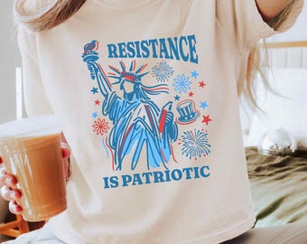 Resistance Is Patriotic Comfort Colors Boxy Tee, Resist Shirt, 4th of July Tank Top, Subtle Anti Trump Shirt, FDT Shirt, Womens Clothes