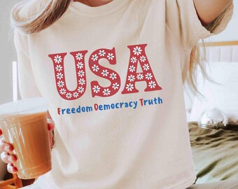 Boxy Tee Subtle Anti Trump Shirt, Liberal 4th of July Comfort Colors Tee, Resist Shirt, 4th of July Cropped Top, Anti Oligarchy FDT Shirt