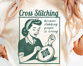 Cross Stitching Shirt, Comfort Colors Crafting Shirt, Sewing Craft Graphic Shirt, Needlework Hobby Shirt, Cross Stitch Lover Gift For Mom
