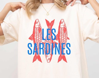Sardines Graphic Tee, Trendy Tinned Fish Shirt, Anchovies Tshirt, Nautical Sardine Lover Gift, Cute Vintage Fish T-Shirt, Il Mercato Tee