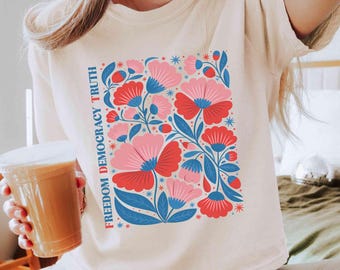 Boxy Tee Subtle Anti Trump Shirt, Resistance Is Patriotic Comfort Colors Tee, Resist Shirt, 4th of July Crop Top, Anti Oligarchy FDT Shirt