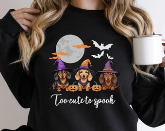 Dachshund Halloween Sweatshirt, Dachshund Mom Shirt, Halloween Dog Shirt, Weiner Dog Halloween, Doxie Owner Gift, Autumn Fall Doxie Shirt