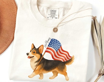 Corgi USA 250 Shirt, Tricolor Corgi 4th of July Shirt, 250th Anniversary Shirt, America 250 Comfort Colors Tee, Patriotic Dog Lover Tank Top