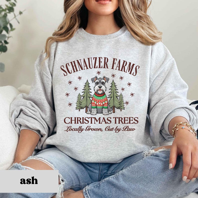 Schnauzer Christmas Sweatshirt, Schnauzer Sweatshirt, Dog Christmas Shirt, Christmas Gift for Schnauzer Mom Shirt Christmas Tree Farm Hoodie bild 2
