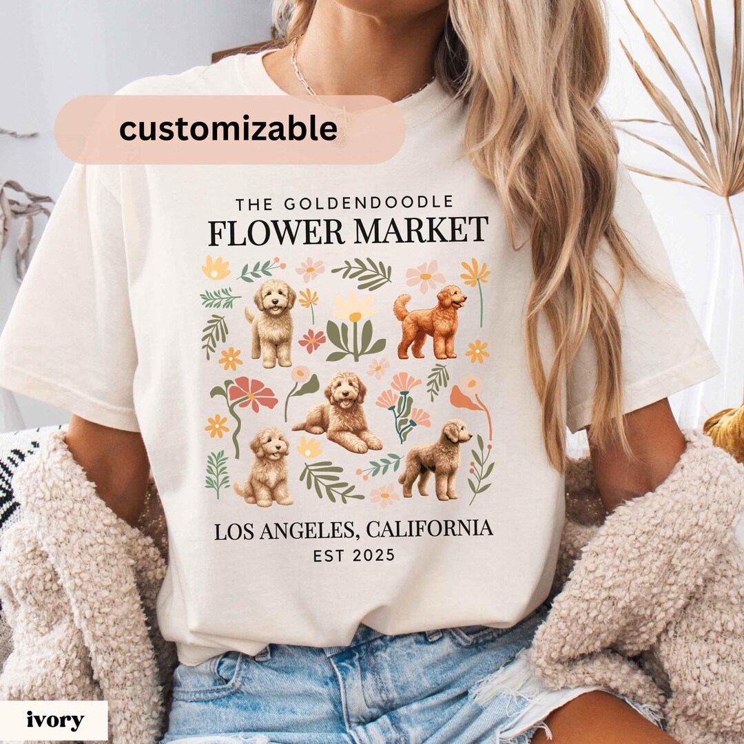 Custom Goldendoodle Shirt, Flower Market T-shirt, Golden Doodle Mom ...