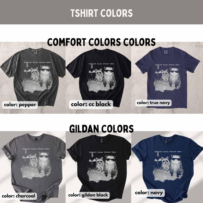 Support Local Street Cats Shirt, Funny Raccoon Skunk Possum T-Shirt, Retro Animal Lover Meme Tee, Vintage Style Comfort Colors T-Shirt image 7