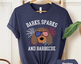 Dachshund 4th of July T-Shirt, Doxie Mom Tee, Fourth of July Dog Shirt, Dachshund T-Shirt, Dog Owner Gift, Murica Dog Shirt, Dog Dad Tee