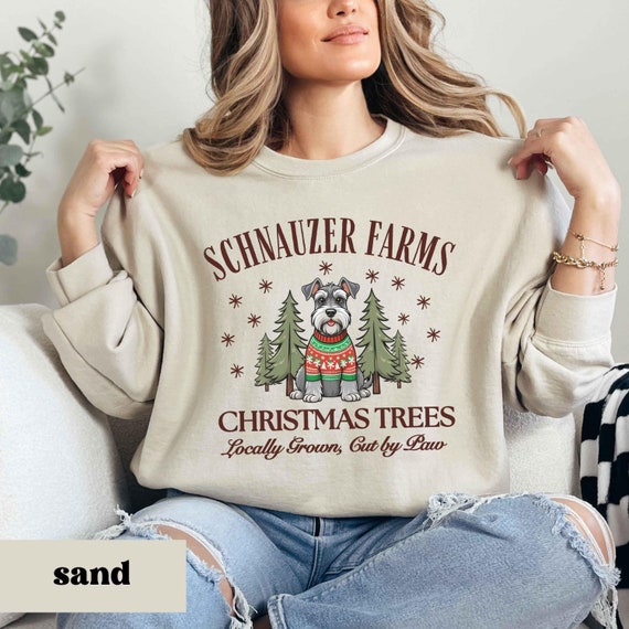 Schnauzer Christmas Sweatshirt, Schnauzer Sweatshirt, Dog Christmas Shirt, Christmas Gift for Schnauzer Mom Shirt Christmas Tree Farm Hoodie