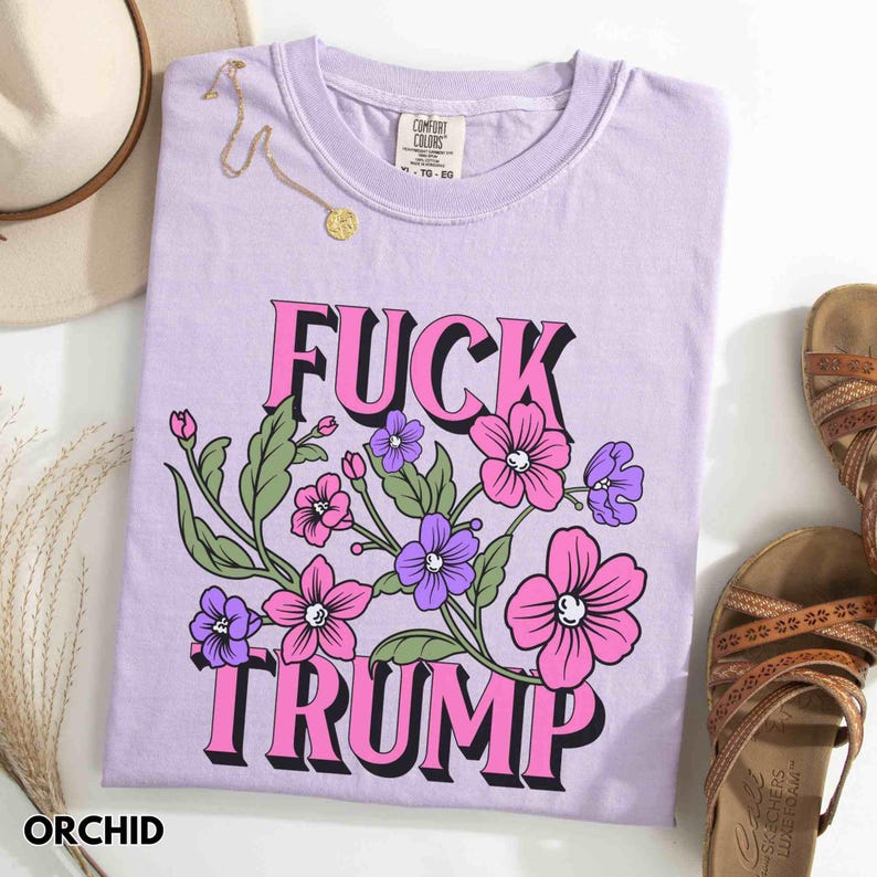 Floral Fuck Trump Shirt, Subtle Anti Trump Shirt, Anti Elon Musk, Fuck Donald Trump FDT T-Shirt, Floral Feminist Tee, Funny Feminist Gift immagine 7