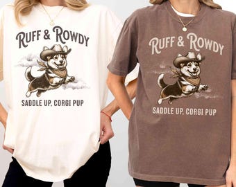 Cowboy Corgi Shirt, Comfort Colors T-Shirt, Tricolor Corgi Gifts, Western Dog Shirt, Corgi Mom, Plus Sized Tee, Cute Corgi Lovers Tshirt