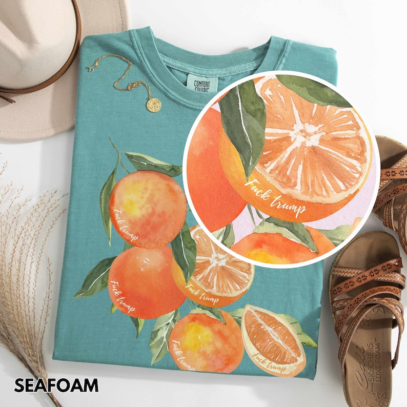 Subtle Anti Trump Shirt, Cute Citrus Tshirt, Fuck Donald Trump FDT T-Shirt, Floral Fruit Feminist Comfort Colors Tee Tank, Resist Shirt Gift 画像 2