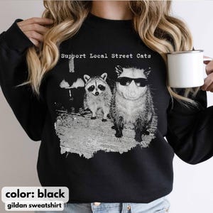 Support Local Street Cats Shirt, Funny Raccoon Skunk Possum T-Shirt, Retro Animal Lover Meme Tee, Vintage Style Comfort Colors T-Shirt image 3