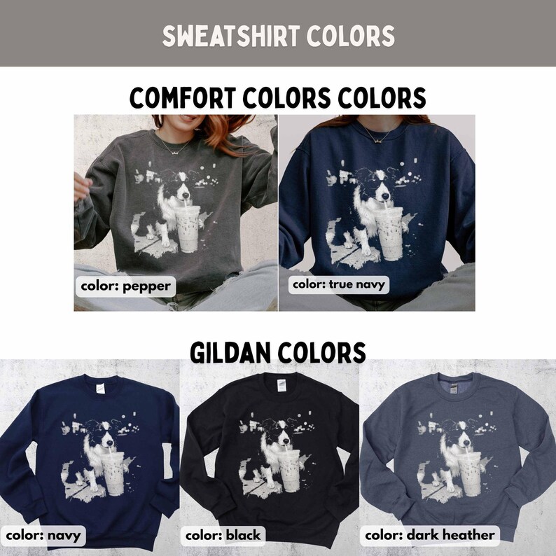 Comfort Colors Border Collie Shirt, Funny Dog Drinking Iced Coffee T-shirt, Vintage Dog Shirt, Dog Dad Unisex Tee, Collie Lover Shirt Gift image 8