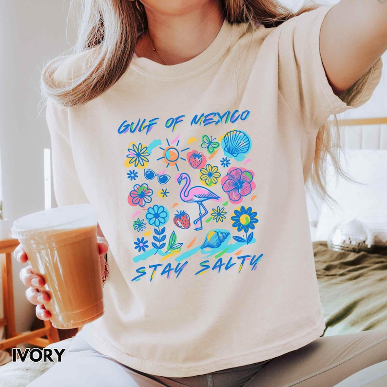 Stay Salty Boxy Tee, Gulf of Mexico Shirt, The Gulf of Mexico Stay Salty Shirt, Subtle Anti Trump Shirt Crop Top, FDT Shirt Ocean Beach Gift image 1
