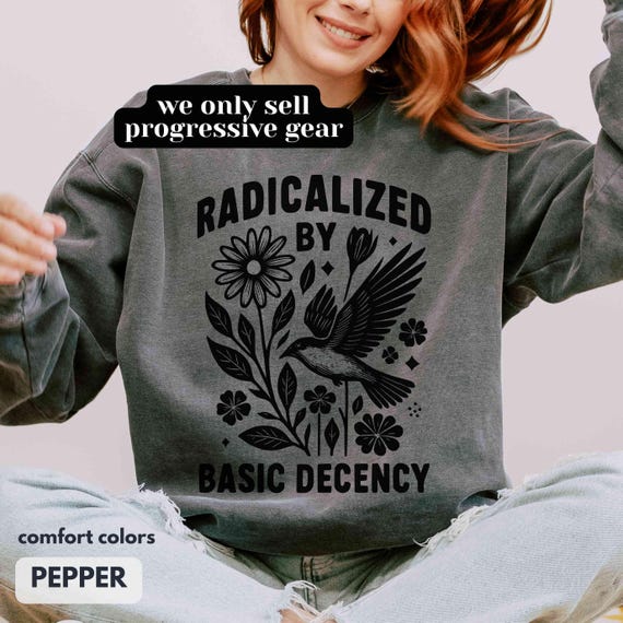 Comfort Colors Radicalized By Basic Decency Shirt, Political Protest Sweatshirt, Feminist Activist Gift, Liberal Social Justice Equality Tee