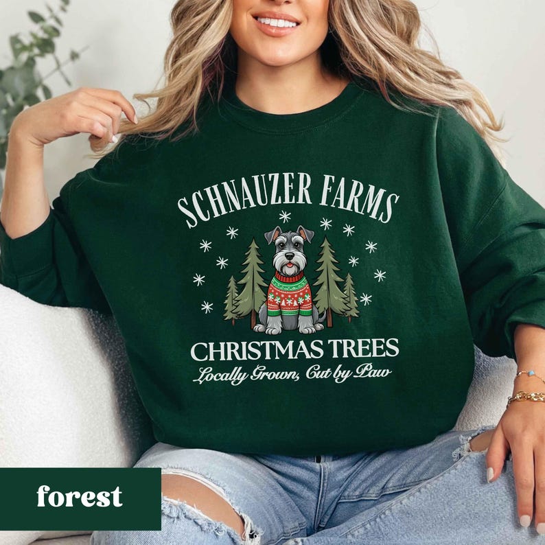 Schnauzer Christmas Sweatshirt, Schnauzer Sweatshirt, Dog Christmas Shirt, Christmas Gift for Schnauzer Mom Shirt Christmas Tree Farm Hoodie bild 4