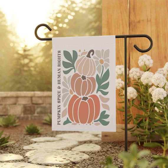 Pumpkin Spice and Equal Rights Polite Anti Maga Garden Flag, Fall Anti Trump Yard Flag, Halloween Banner Democratic Liberal Yard Flag Gift