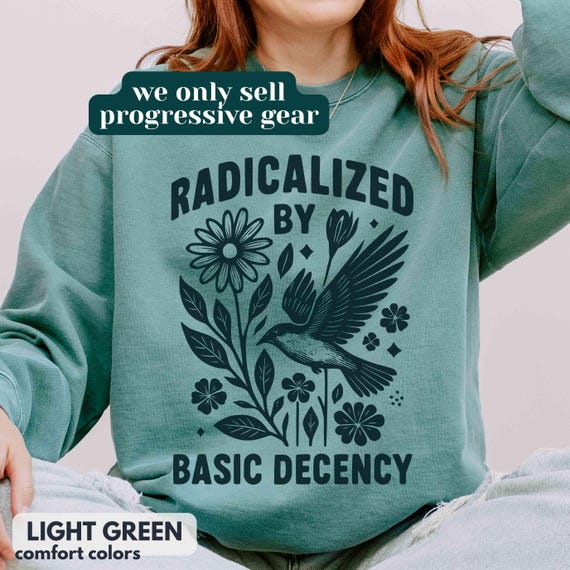 Comfort Colors Radicalized By Basic Decency Shirt, Political Protest Sweatshirt, Feminist Activist Gift, Liberal Social Justice Equality Tee