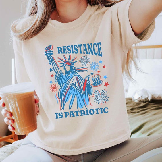 Resistance Is Patriotic Comfort Colors Boxy Tee, Resist Shirt, 4th of July Tank Top, Subtle Anti Trump Shirt, FDT Shirt, Womens Clothes