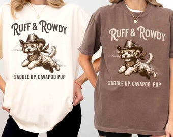 Cowboy Cavapoo Shirt, Comfort Colors T-Shirt, Cavapoo Gifts, Western Dog Shirt, Cavapoo Mom, Dog Mom Plus Sized Tee, Cavapoo Owner Gifts