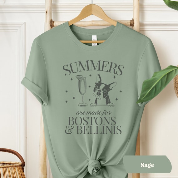 Boston Terrier T-shirt, Retro Dog Shirt, Boston Terrier Mom Gift, Cocktail Shirt for Dog Mom, Cute Vintage Summer Tee Boston Terrier Gift