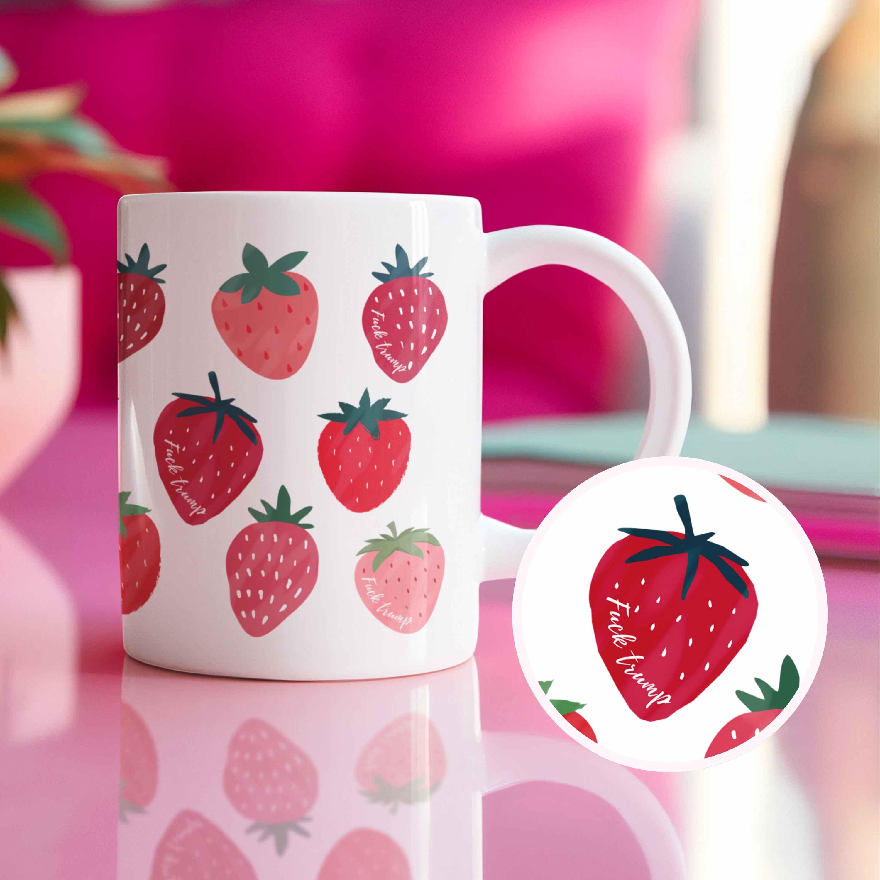 Fuck Trump Mug, Subtle Anti Trump Gifts, Cute Strawberry Mug