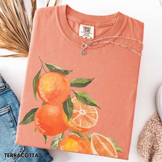 Subtle Anti Trump Shirt, Cute Citrus Tshirt, Fuck Donald Trump FDT T-Shirt, Floral Fruit Feminist Comfort Colors Tee Tank, Resist Shirt Gift