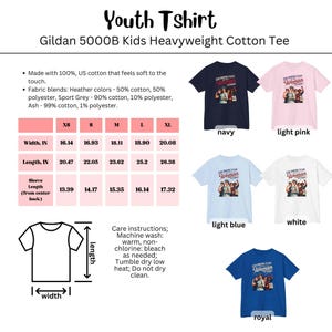 May include: A selection of youth t-shirts in various colors, including navy, light pink, light blue, white, and royal. Each shirt features a graphic with the text "Can Someone Please Help Woman?" and is available in sizes XS to XL. Measurements are provided in inches.