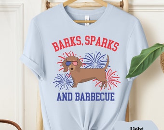 Dachshund 4th of July T-Shirt, Doxie Mom Tee, Fourth of July Dog Shirt, Dachshund T-Shirt, Dog Owner Gift, Murica Dog Shirt, Dog Dad Tee