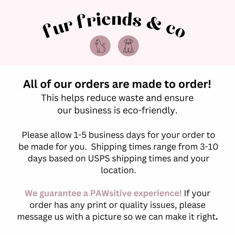 May include: A pink and white graphic with the text "fur friends & co" in black. The graphic also includes a black and white silhouette of a cat and a dog.