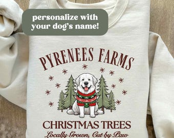 Great Pyrenees Christmas Sweatshirt, Custom Great Pyrenees Shirt, Gift for Pyrenees Mom, Personalized Christmas Shirt Christmas Dog Crewneck