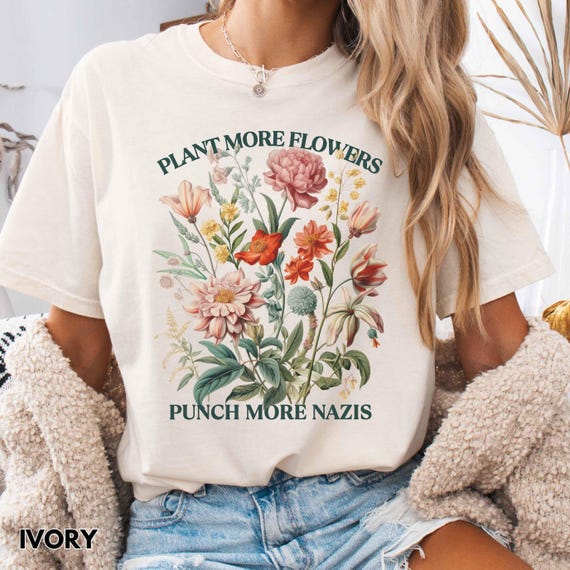 Floral Anti Fascism Shirt, Anti Trump Shirt, Comfort Colors Tee, Oligarchy Resist Shirt, Feminist Tshirt, Political Merch, Tank Top Gift