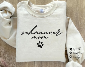 Personalized Schnauzer Mom Sweatshirt, Mothers Day Gift for Dog Mom, Miniature Schnauzer Mama Crewneck Sweater, Custom Schnauzer Shirt