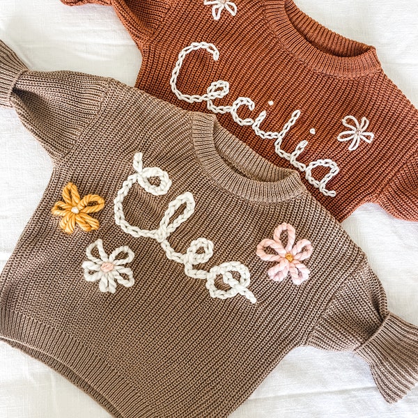 Hand Embroidered Sweater, Baby/Toddler sweater, Personalized name sweater, baby name sweater, milestone sweater