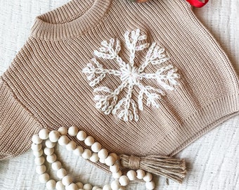 Snowflake | Hand Embroidered Knit Sweater | Baby and Toddler