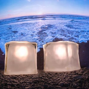 Vintage IKEA Glass Cube Lamp, 1990s Frosted Glass Lighting