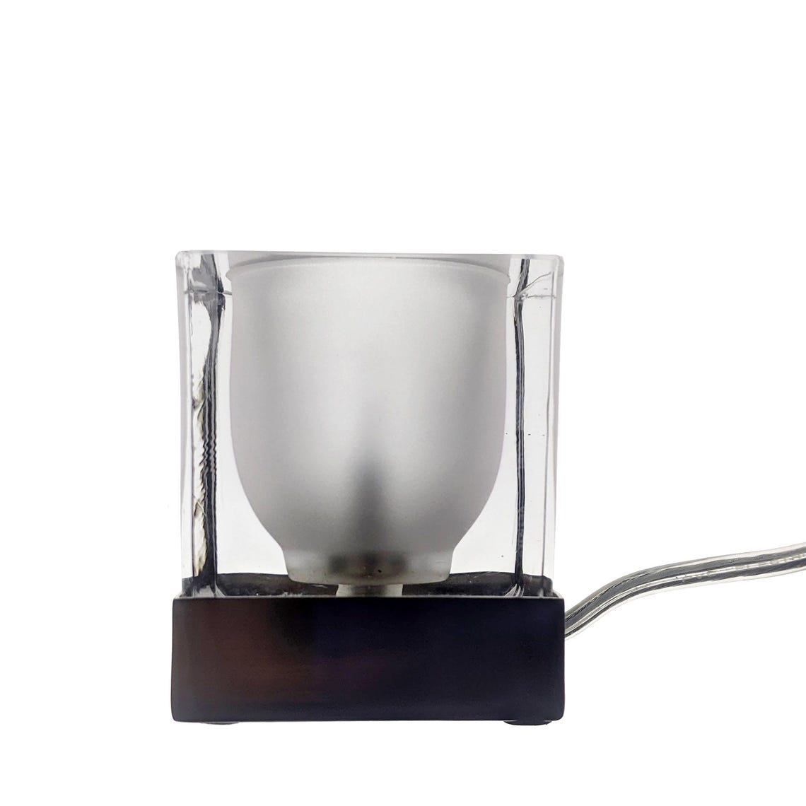 Vintage By What's! Glass Cube Table Lamp – Frosted Inner Shade, G4 Accent Light, 2003, foto 1 di 5