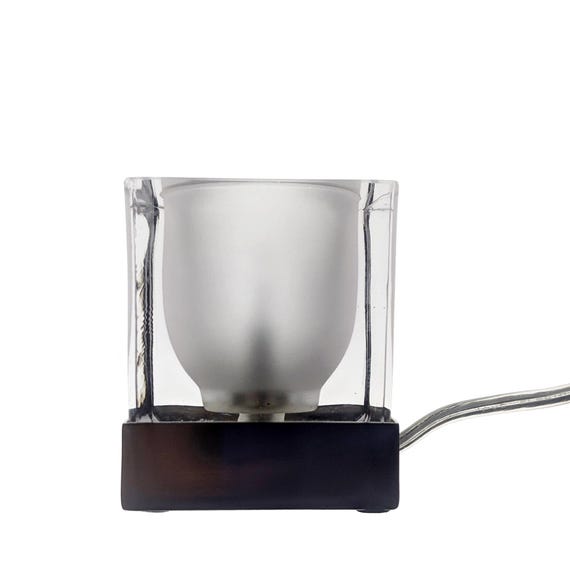 Vintage By What's! Glass Cube Table Lamp – Frosted Inner Shade, G4 Accent Light, 2003