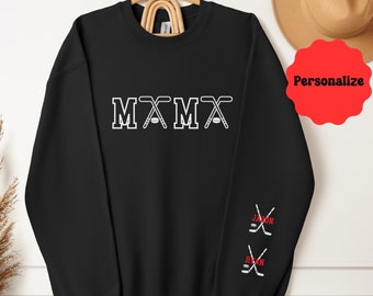 Custom Hockey Mama Sweatshirt, Hockey mom shirt, Hockey mom gift, mothers day shirt, Mama sweatshirt, personalized hockey sweatshirt,