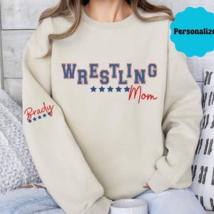 Custom Wrestling Mom Sweatshirt, Wrestling competition shirt, School team shirt, Personalized wrestling gift, Custom name, gift for mom