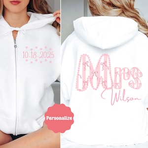 Custom Mrs Sweatshirt, Mrs Last Name Zip Up Hoodie, Personalized Bride Gift, Honeymoon Sweatshirt, Bride Zip Up, Wedding Hoodie, engagement