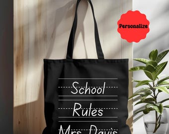 Personalized Teacher Tote Bag, Gift for Teacher, Teacher Appreciation, Custom Teacher Bag, Canvas Tote Bag, Name tote bag, Book Tote Bag