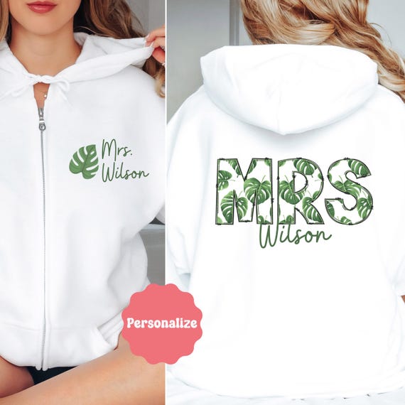 Custom Mrs Sweatshirt, Last Name Zip up Hoodie, Personalized